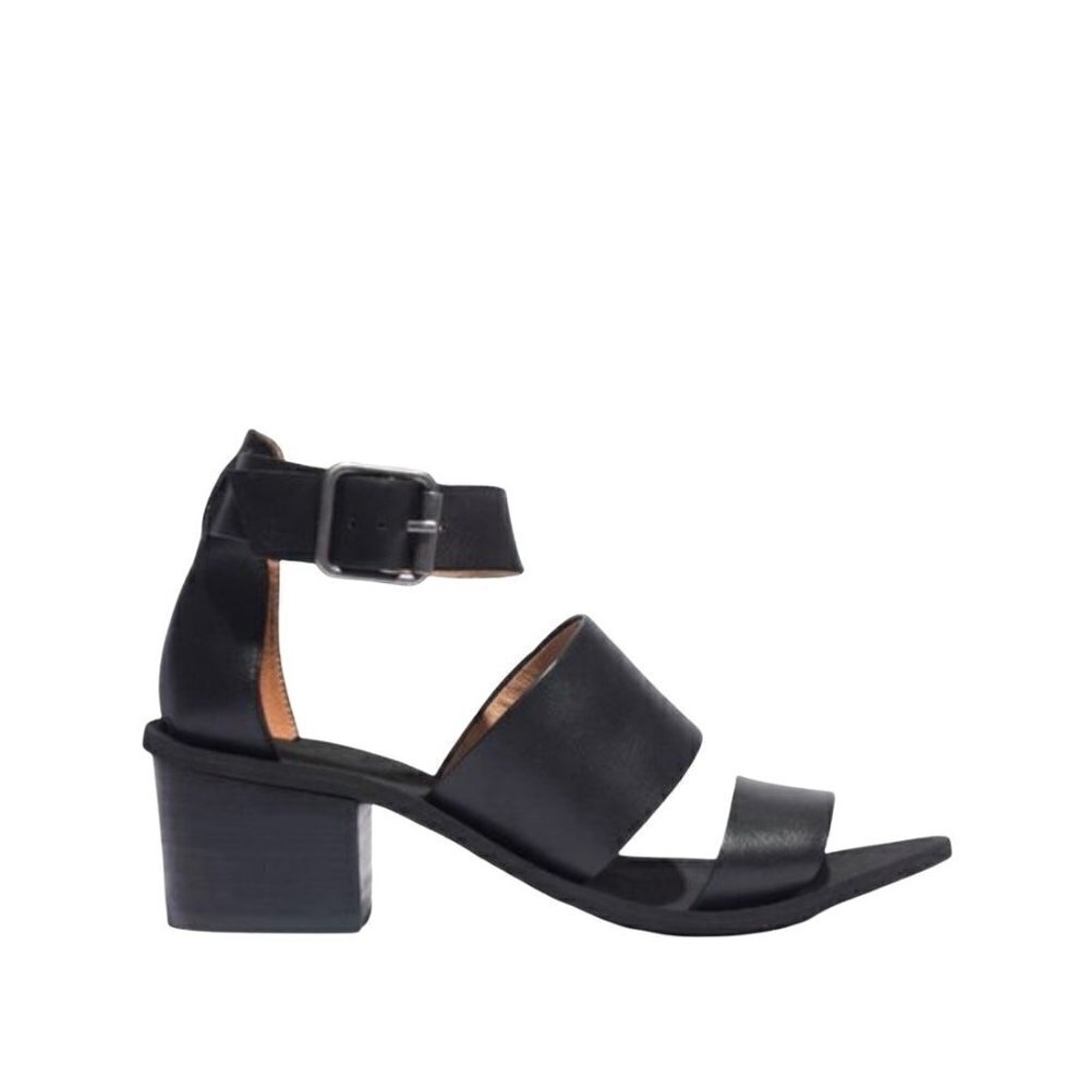 * Madewell Warren Sandal Black Leather Block Heel Size 6.5